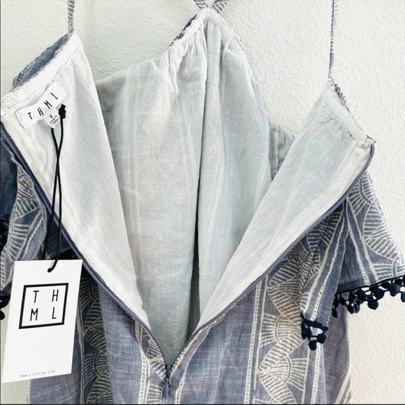 NEW THML Summer Cotton Halter Ruffle Summer Dress Size L - Picture 8 of 11